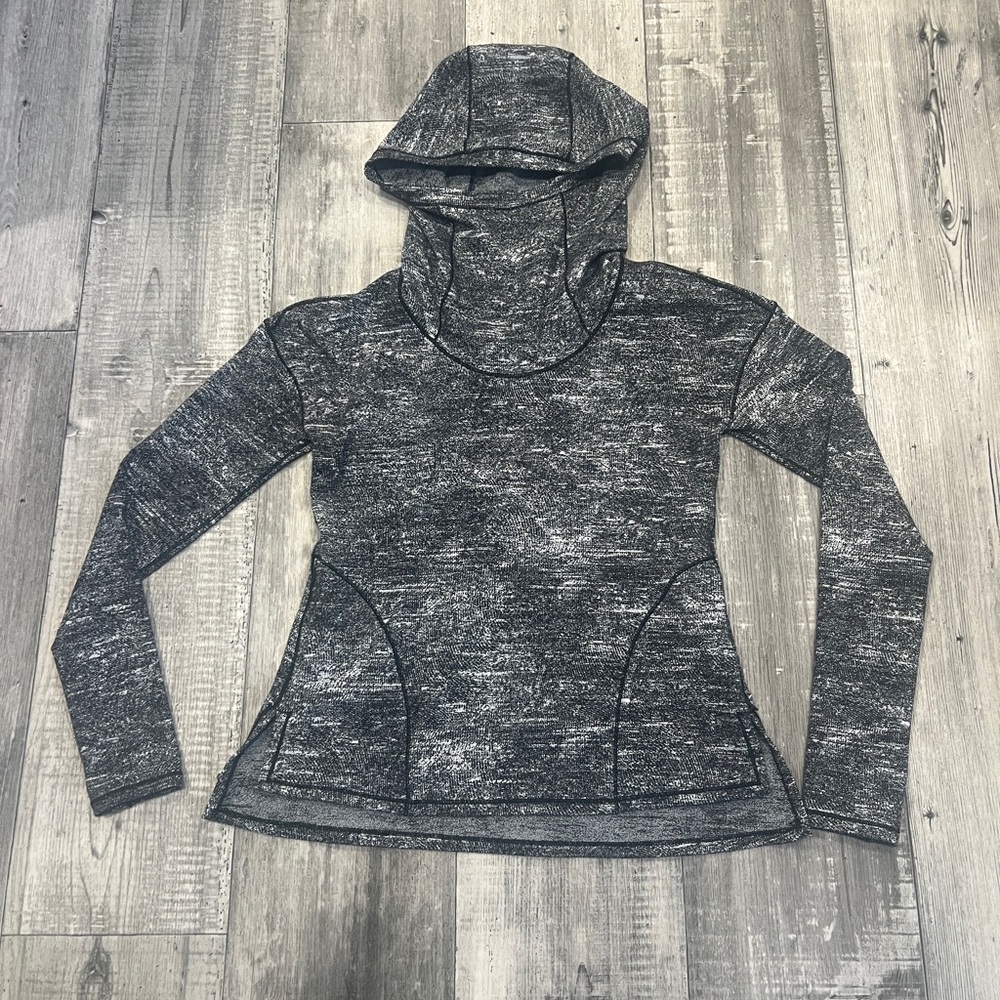 Lululemon Forever Endeavor Long Sleeve Hoodie Rush Jacquard Black/White Size 2